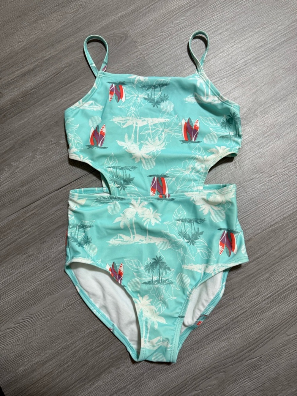 OshKosh B'gosh Aqua Tropical One-Piece Style Swim with Surfboard Print